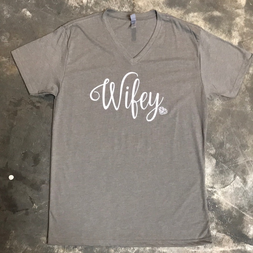 Venetian Gray Wifey V-Neck Tee